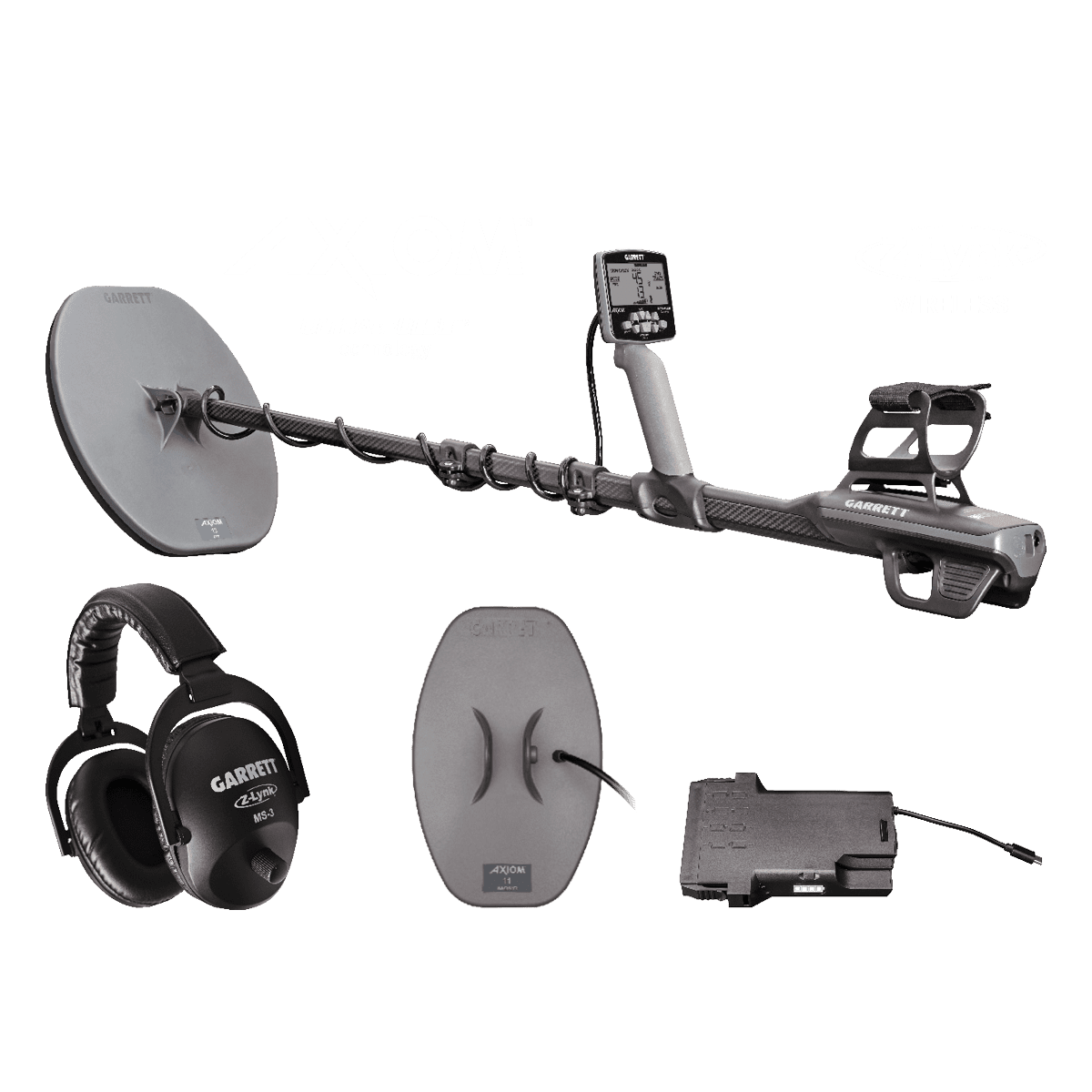 Axiom Metal Detector with 13"x11" DD-FC Coil, 11"x7" Mono Coil and MS-3 Headphones
