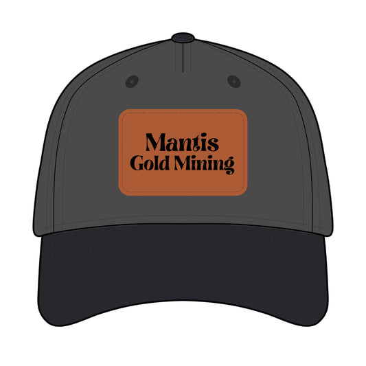 Leather Patch Baseball Cap — "Mantis Gold Mining" Vintage Workwear Hat