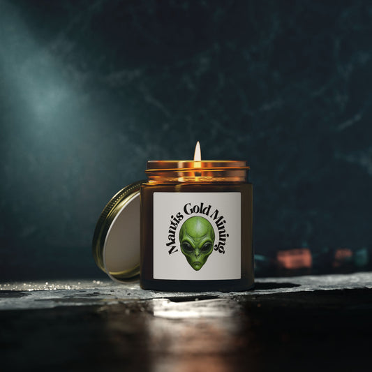 Mantis Gold Mining Alien Face Candle | Coconut Apricot Wax Soy Jar